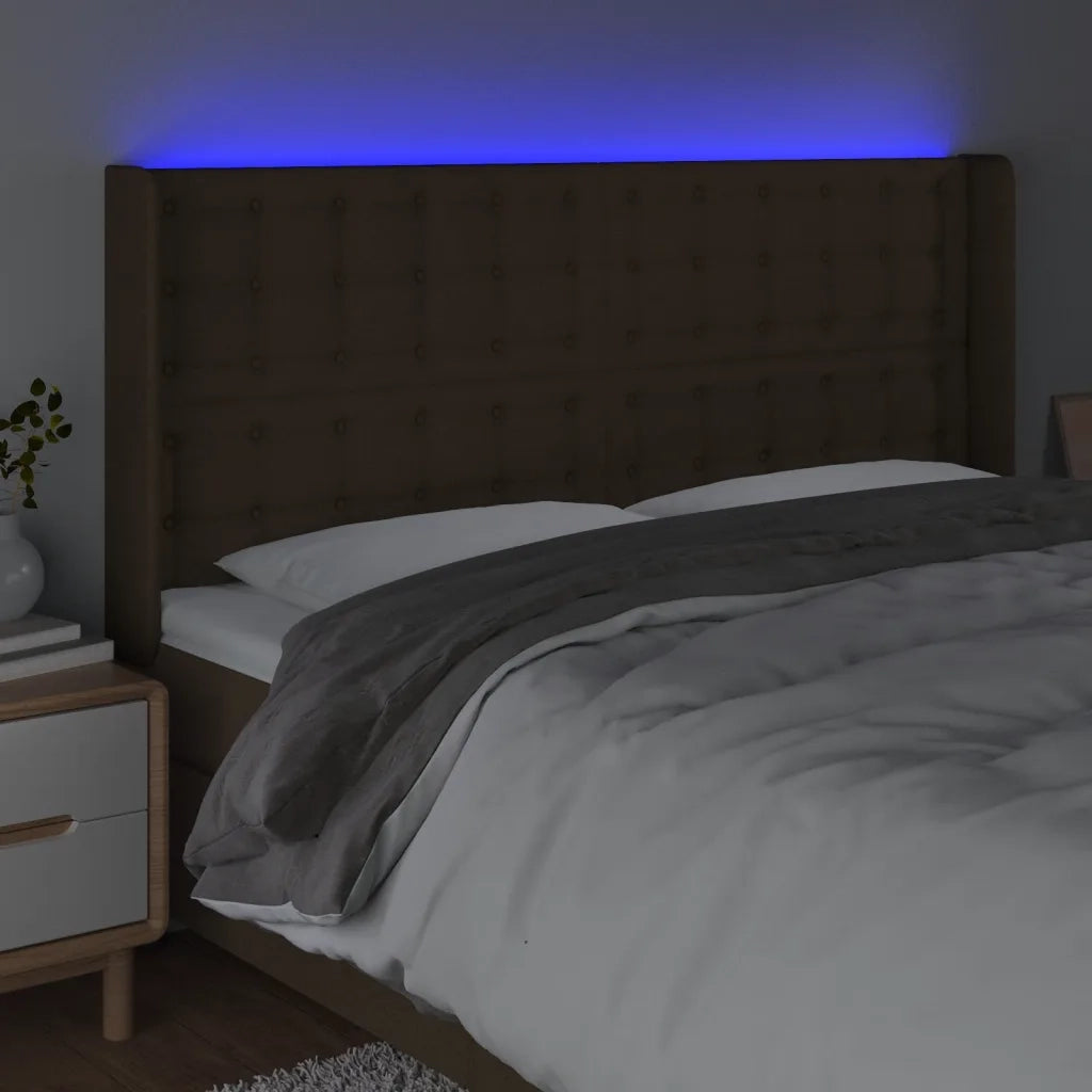 Testiera a LED Marrone Scuro 163x16x118/128 cm in Tessuto 3124491