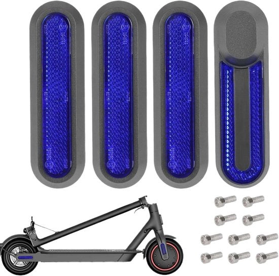 Set di 4 parti di ricambio per scooter elettrico - Adatto per viti anteriori e posteriori, adesivi per ruote blu