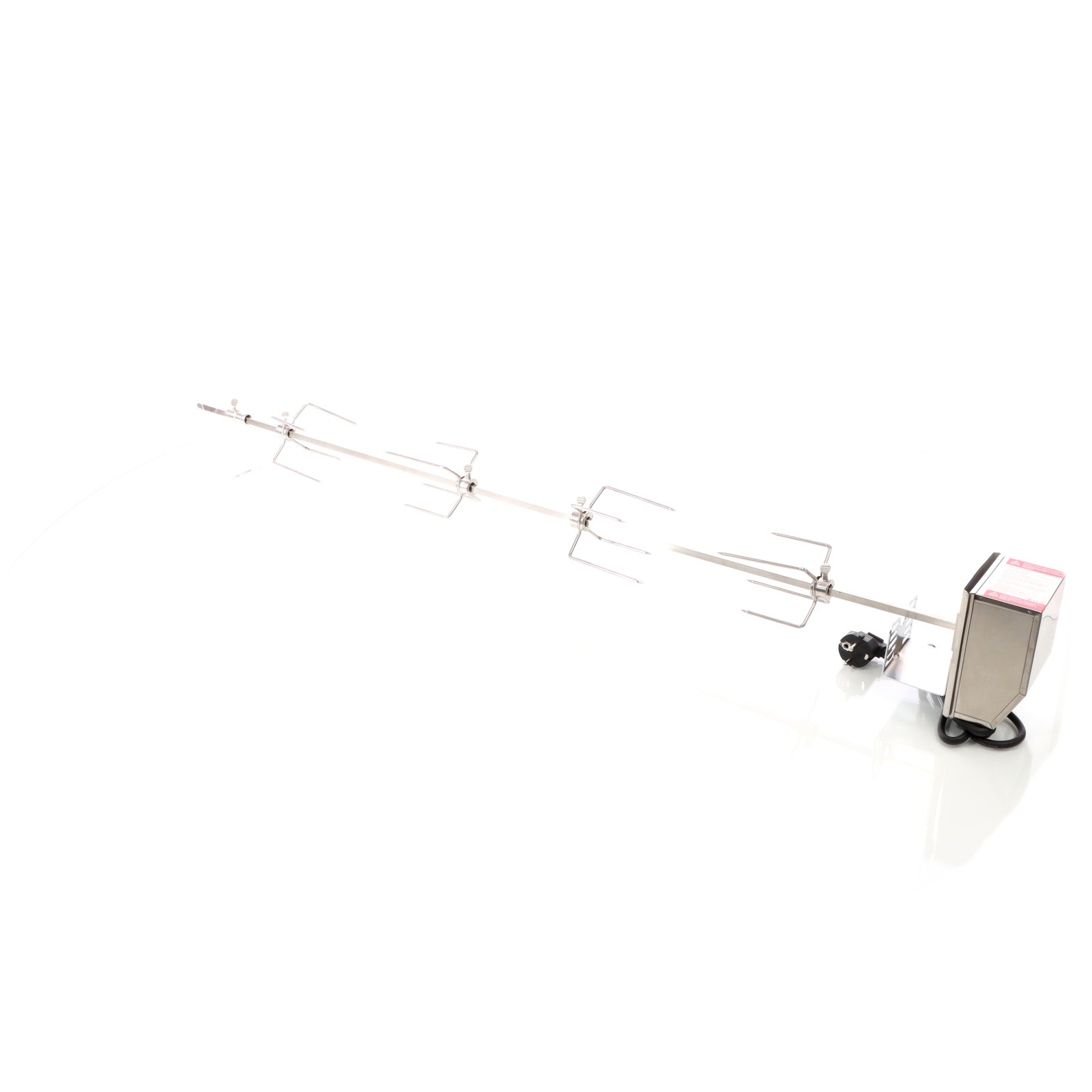 Girarrosto da barbecue 112 cm 230 V, Spiedo in acciaio inox con 4 forchettoni carne