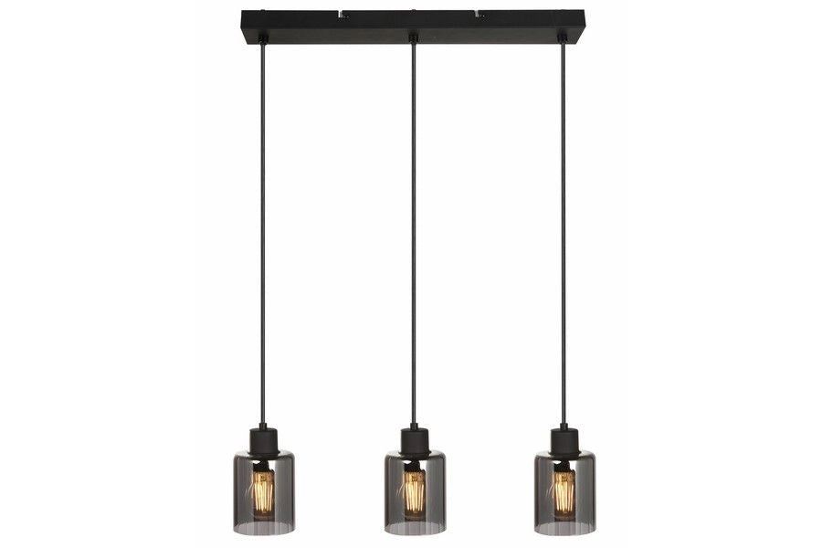Lampada a sospensione nera vetro fumé Valerie 3xE27 Reality