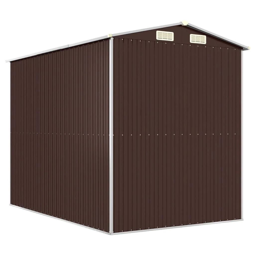 Casetta da giardino cabina ripostiglio capanno da esterno capanno per attrezzi robusta scura 192 x 274 x 223 cm acciaio zincato marrone 02_0022318