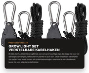 Impianto di Luce per la Crescita - Set di Supporti Regolabili - Nero - Per Piante - Sistema di Sostegno Solido - Ideale per il Giardinaggio