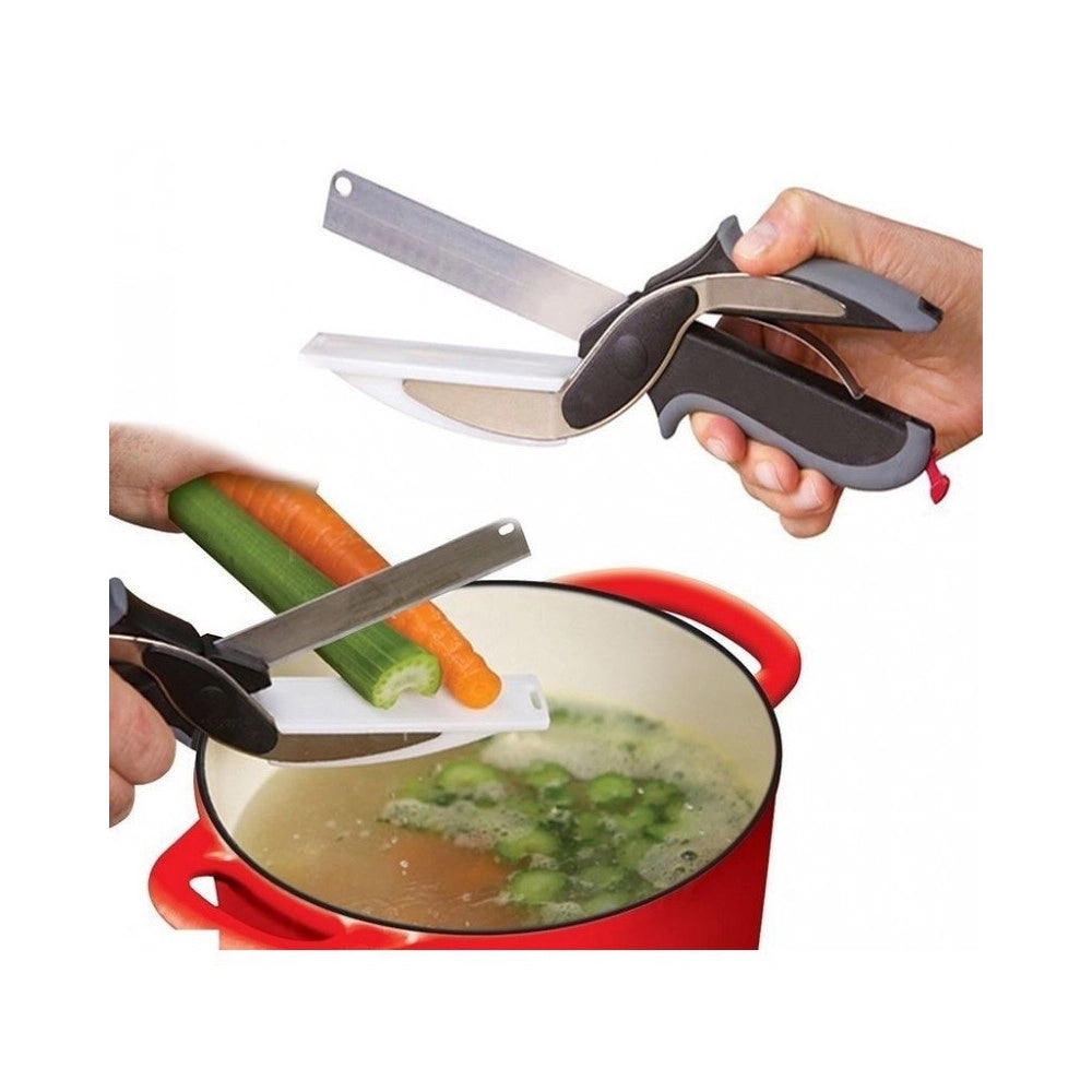 Trade Shop - Forbici Coltello E Tagliere Da Cucina Clever Cutter 2 In 1 Affetta Verdure Carne -