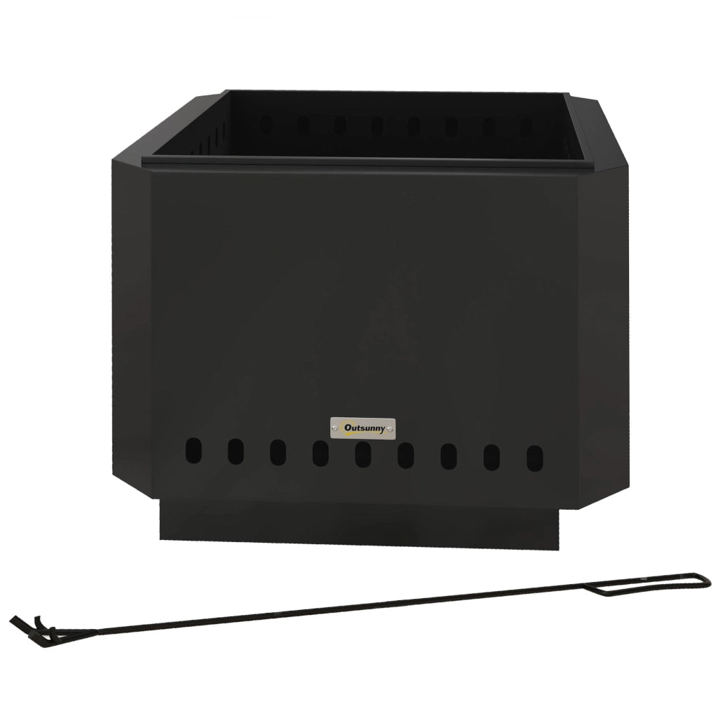 Braciere da Giardino ¨C Xylo ¨C Acciaio Nero con Attizzatoio 48x48x41 cm