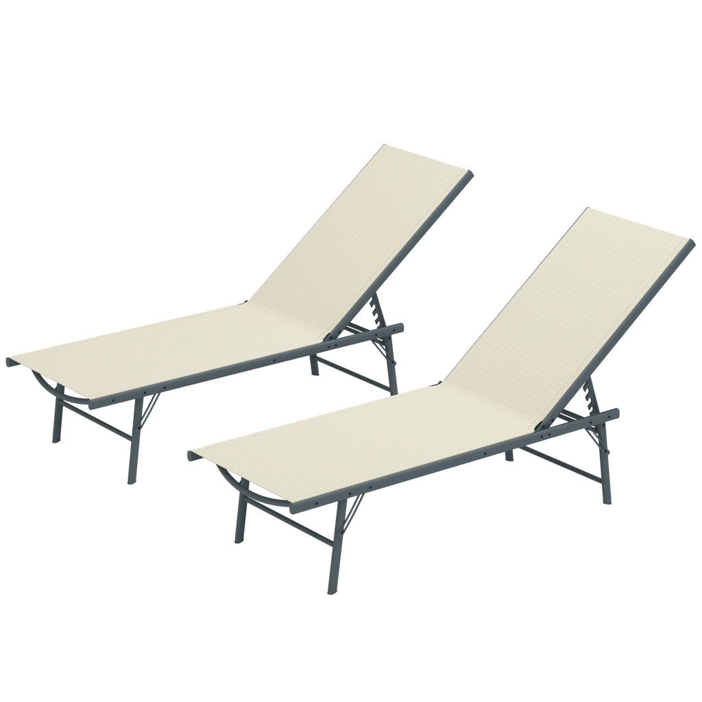 Set 2 Tumbonas Pieghevoli Reclinabili ¨C zephmum ¨C Grigio Crema