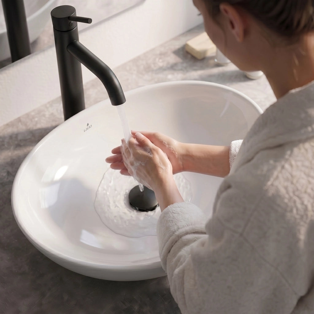 Piletta Click Clack lavabo senza troppo pieno acciaio inossidabile Nero