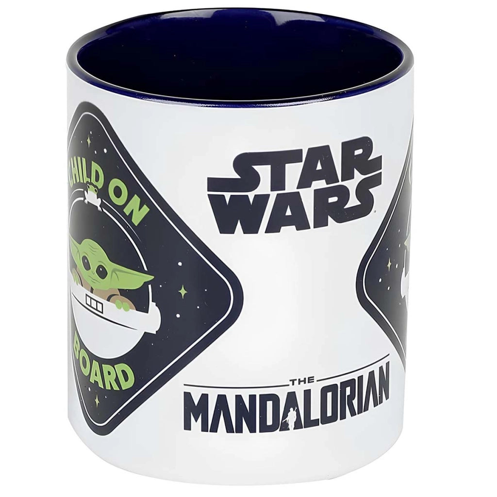 Tazza 300ml in Ceramica con Illustrazione Grogu The Mandalorian in Confezione Regalo Bianco / Blu Star Wars