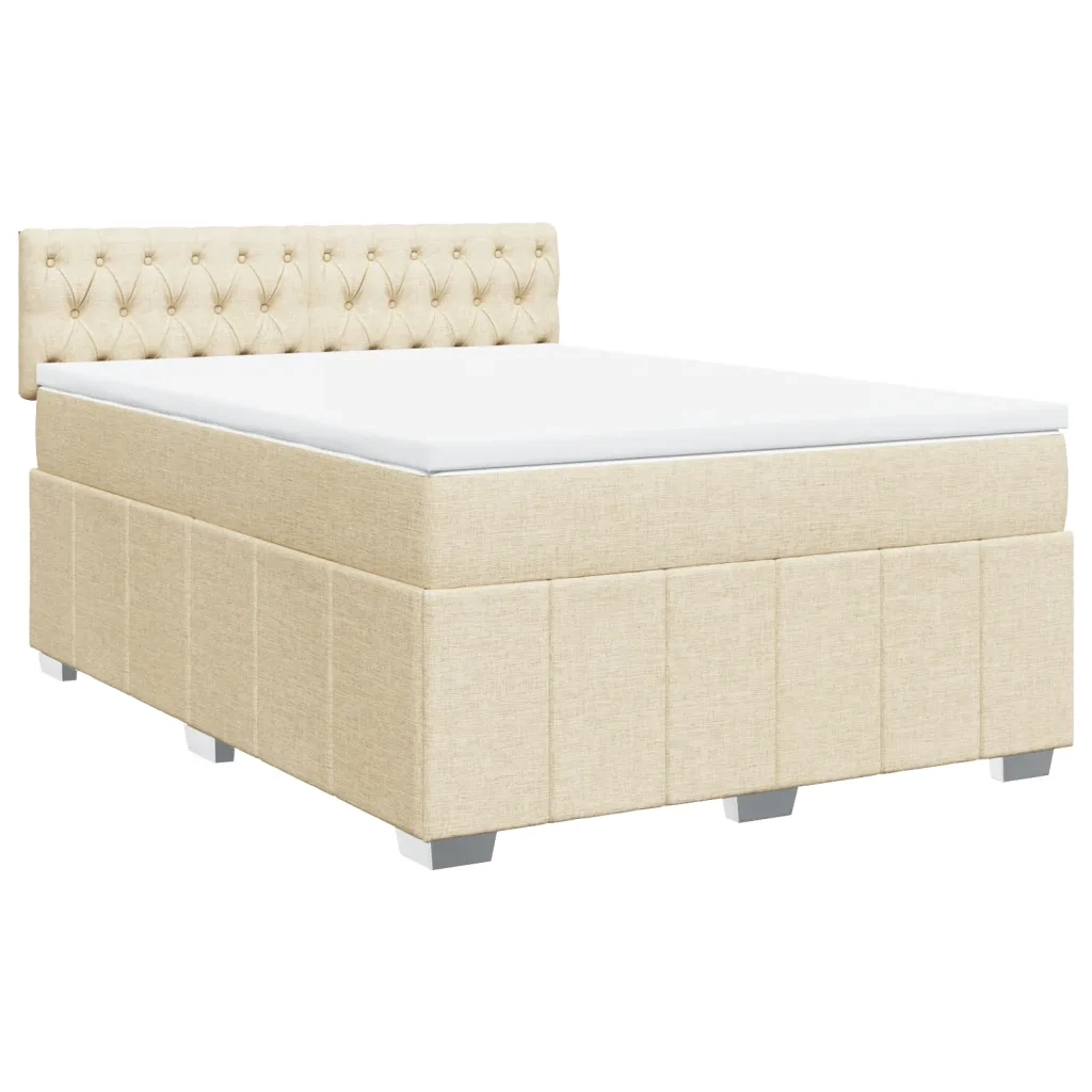 Giroletto a Molle con Materasso Crema 140x200 cm in Tessuto