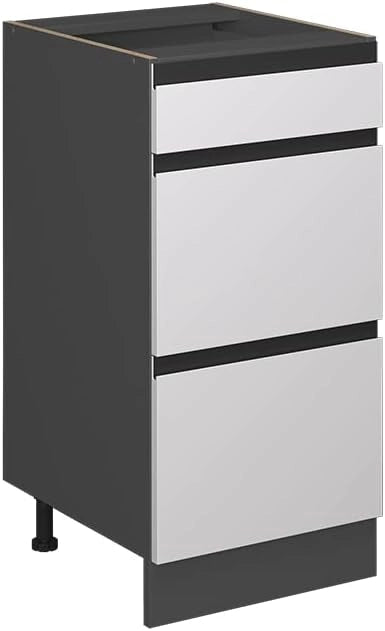 Mobiletto base per cucina R-Line, Bianco, 40 cm Forma a J, con cassetti, senza piano di lavoro, per la libera combinazione all'interno di sistemi cucina modulari