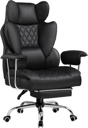 Sedia da gioco, ergonomica da ufficio con supporto lombare a molle insacchettate, seduta ampia con braccioli morbidi e poggiapiedi, regolabile in altezza, nero scuro