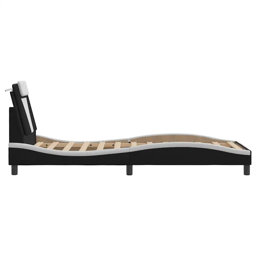 Giroletto Viana senza Materasso Nero e Bianco 80x200 cm in Similpelle 3208059