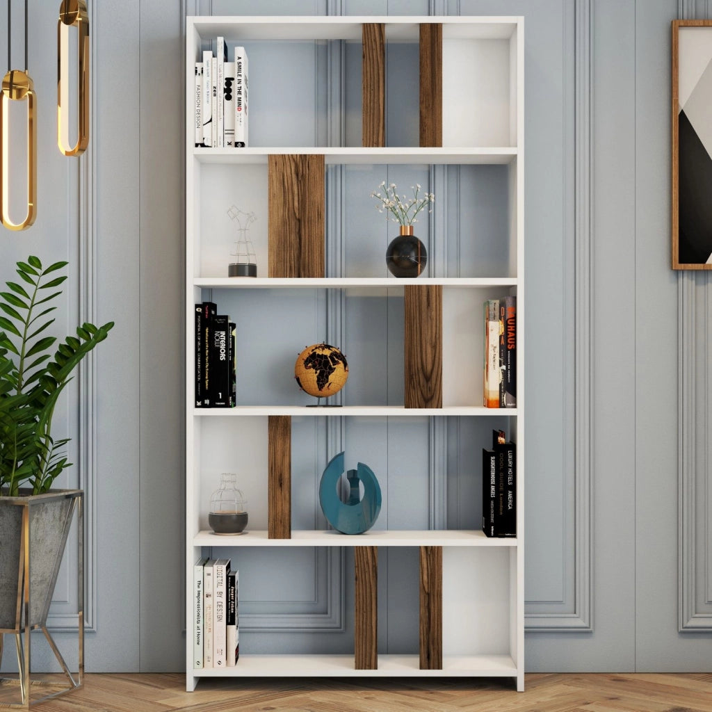 Biblioteca Tribogna, Libreria 4 Ripiani, 90x20x180h cm Bianco