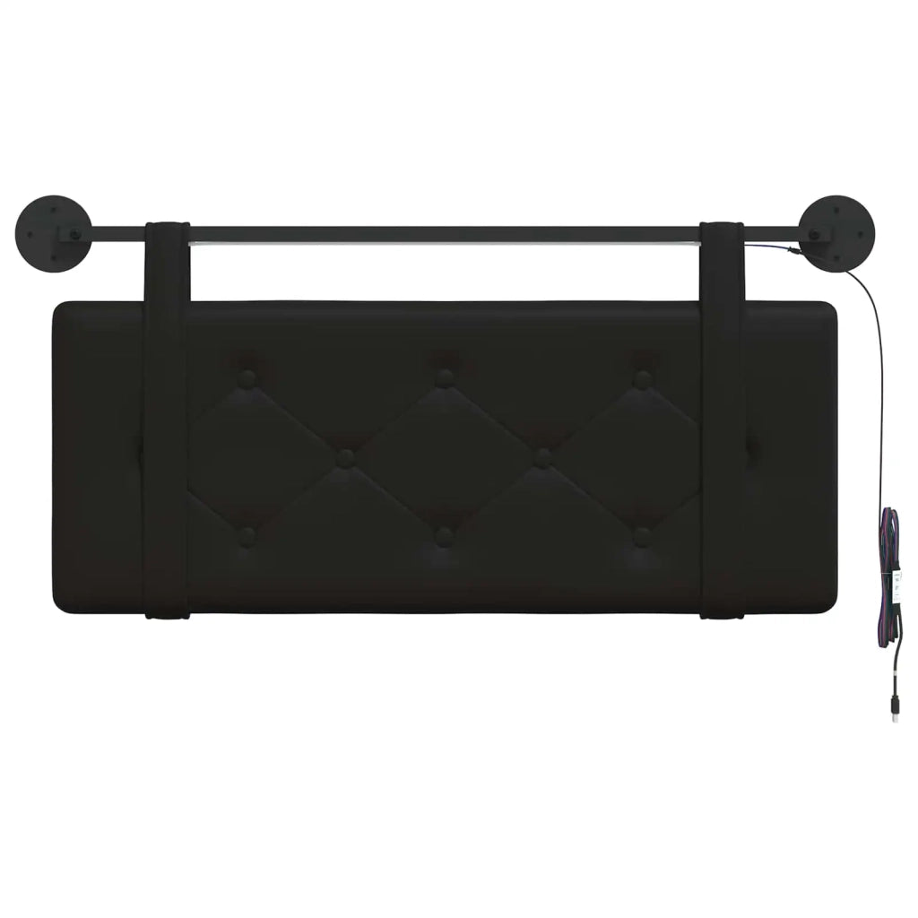 Testiera sospesa Con luce LED Nero Similpelle