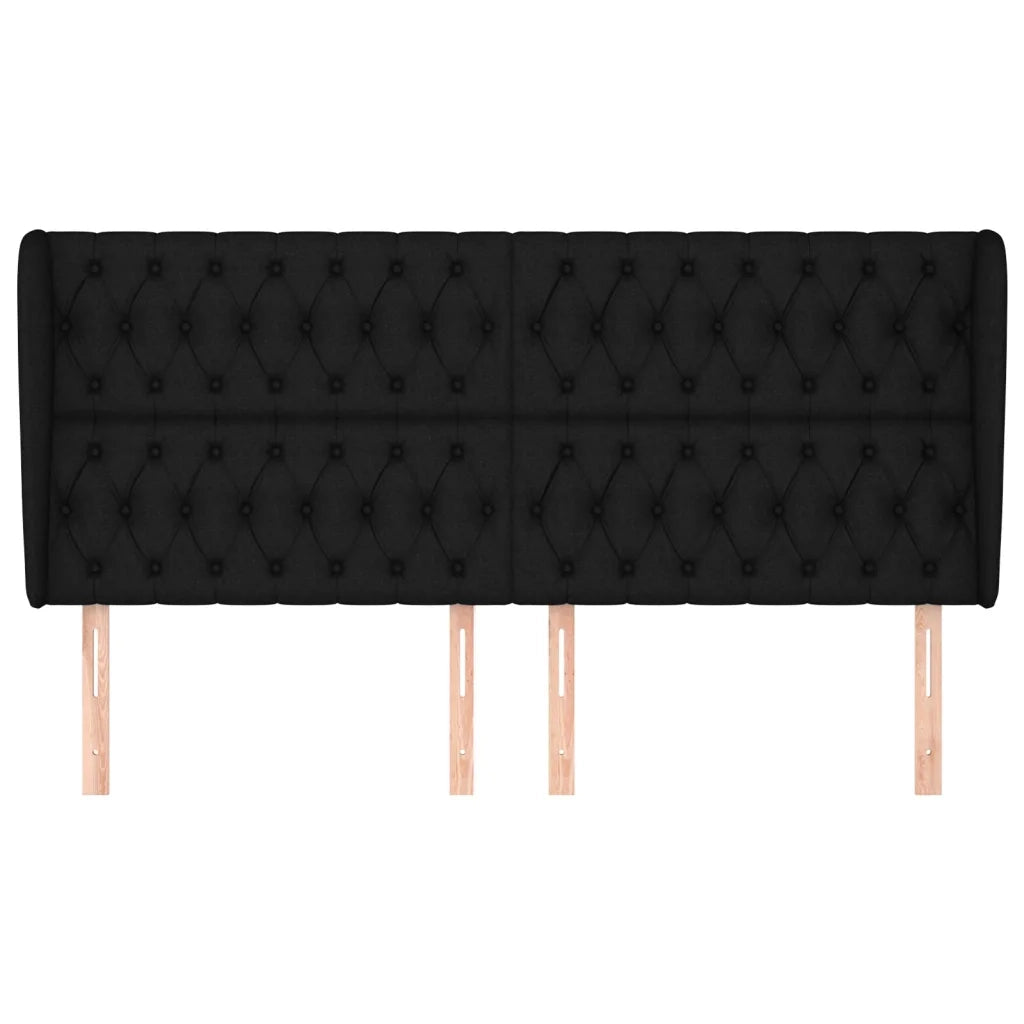 Testiera ad Orecchio Nera 203x23x118/128 cm in Tessuto 3118316