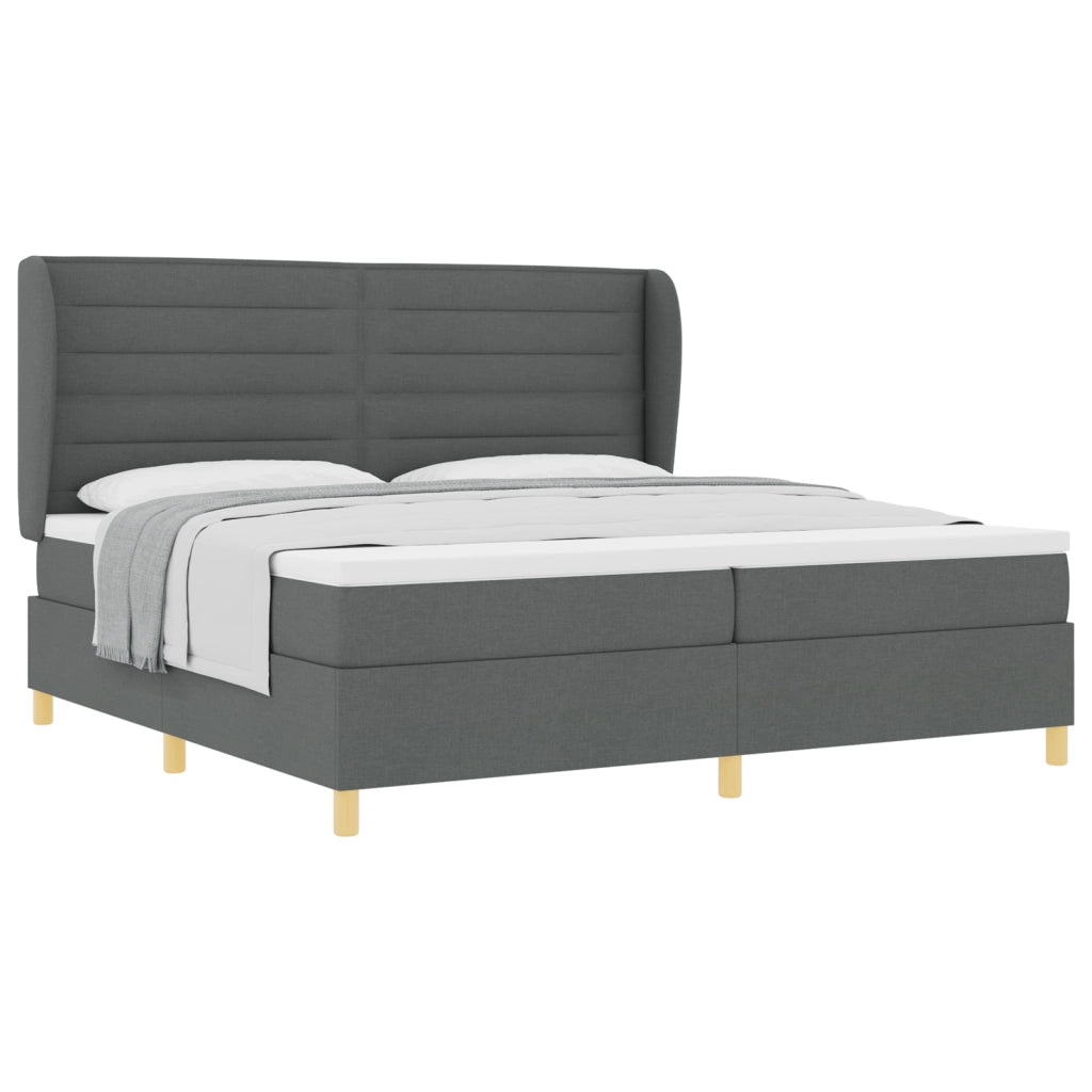 Letto Box Spring  con Materasso Grigio Scuro 200x200 cm Tessuto