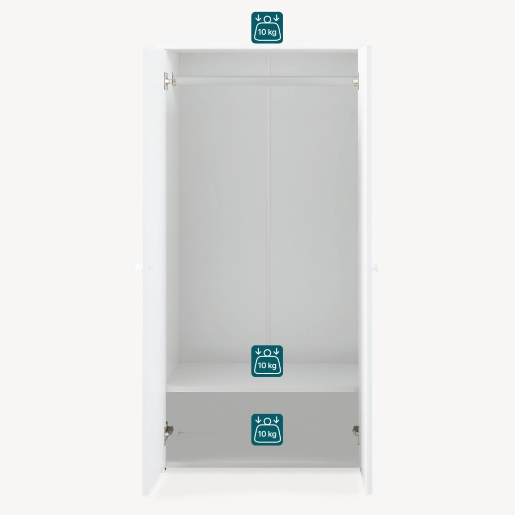 Armadio Beldinupp per Cameretta a 2 Ante 123 x 60 x 40 cm - Bianco [en.casa]