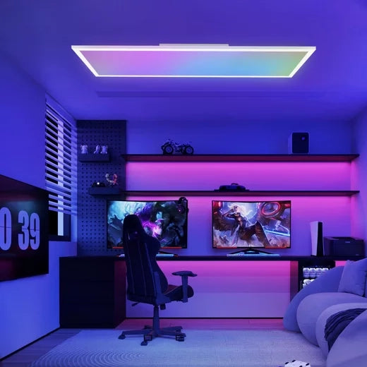 ZMH Lampada da soffitto plafoniera LED dimmerabile pannello lungo RGB per soggiorno cucina festa