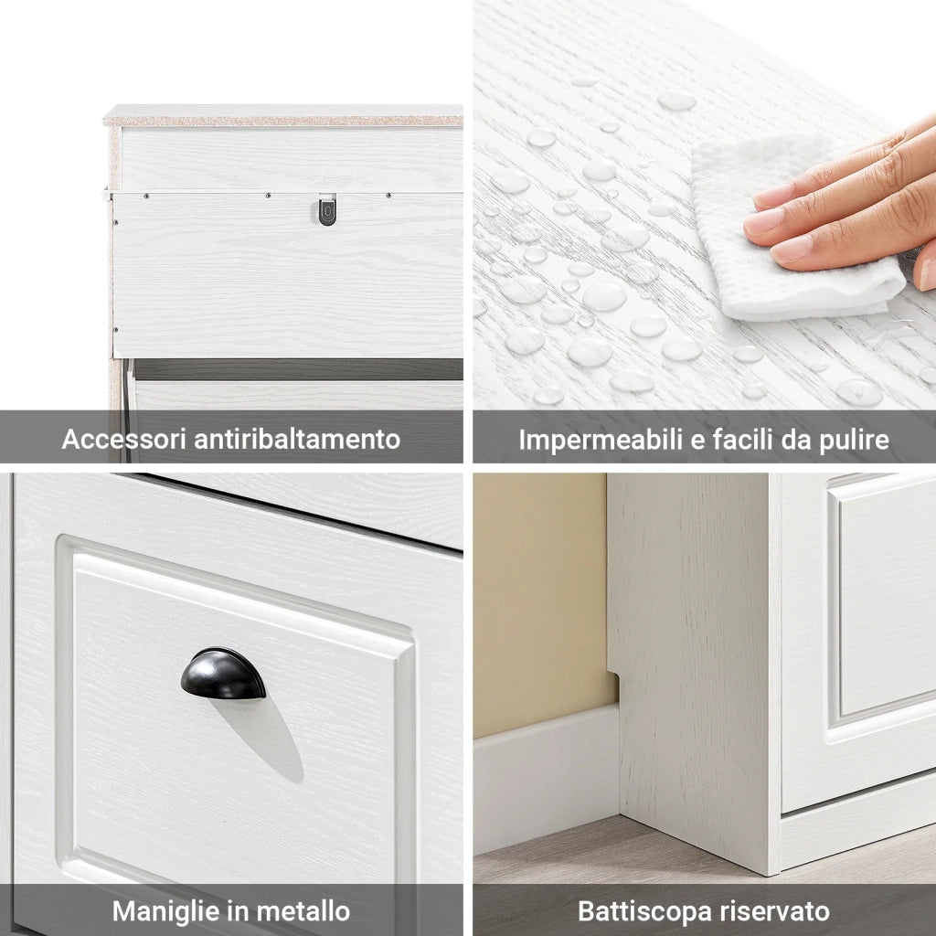 SoBuy FSR94-WG Scarpiera Salvaspazio Slim Mobiletto da Ingresso con 3 Ante a Ribalta Armadio Portascarpe Scarpiera Moderna per Ingresso, Corridoio o Camera 53x24x118cm Effetto Legno Invecchiato Bianco