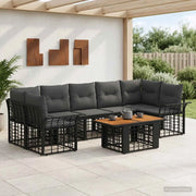 Set Divano da Giardino 8 pz Nero e Grigio scuro polyrattan 3437955