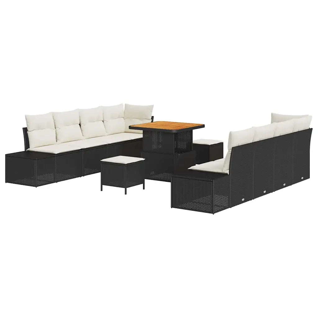 Set Divano da Giardino con cuscino 11 pcs Nero polyrattan 3362755