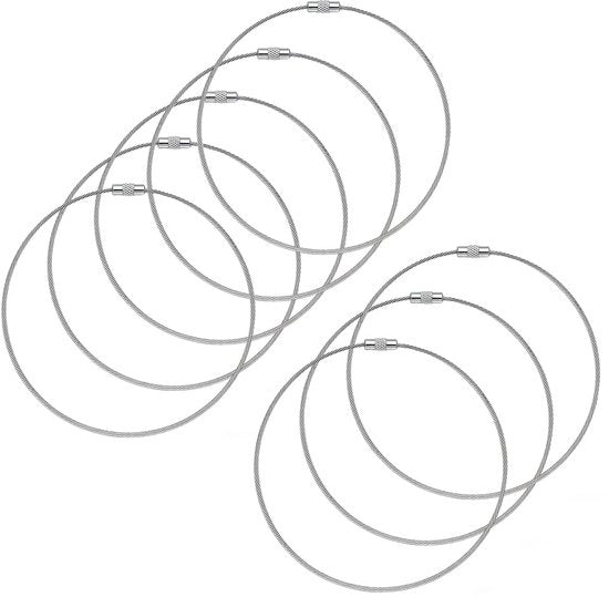 Set di Cavi da Bicicletta in Acciaio Inossidabile da 8 pezzi - Multifunzionali - Cinture per Cavi - Anello di Chiave - Montaggio di Accessori per Bicicletta - Dimensioni 1,5 x 300 mm
