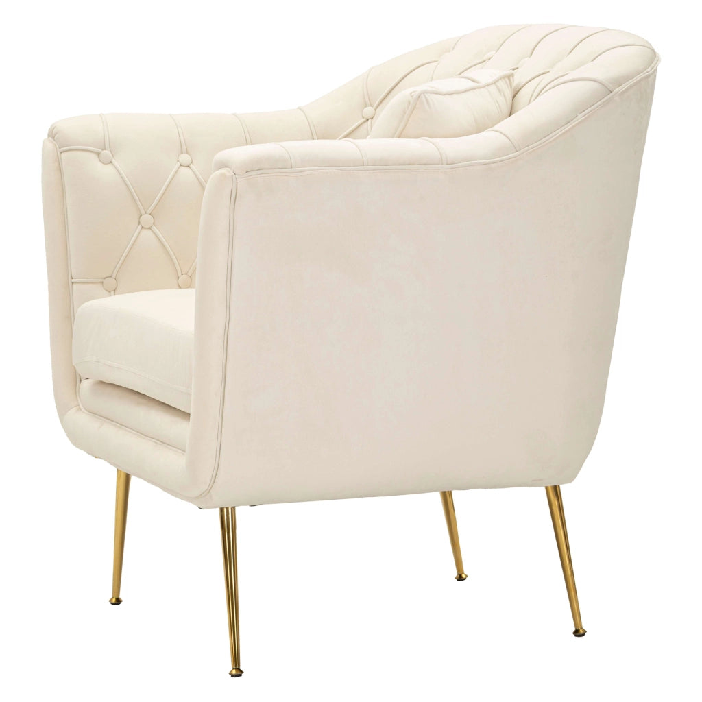 Poltroncina Turtuk, Poltrona con Cuscino, 88x83x91h cm Bianco Crema