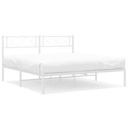 Letto matrimoniale | Letto per adulti | Giroletto con Testiera Metallo Bianco 135x190 cm