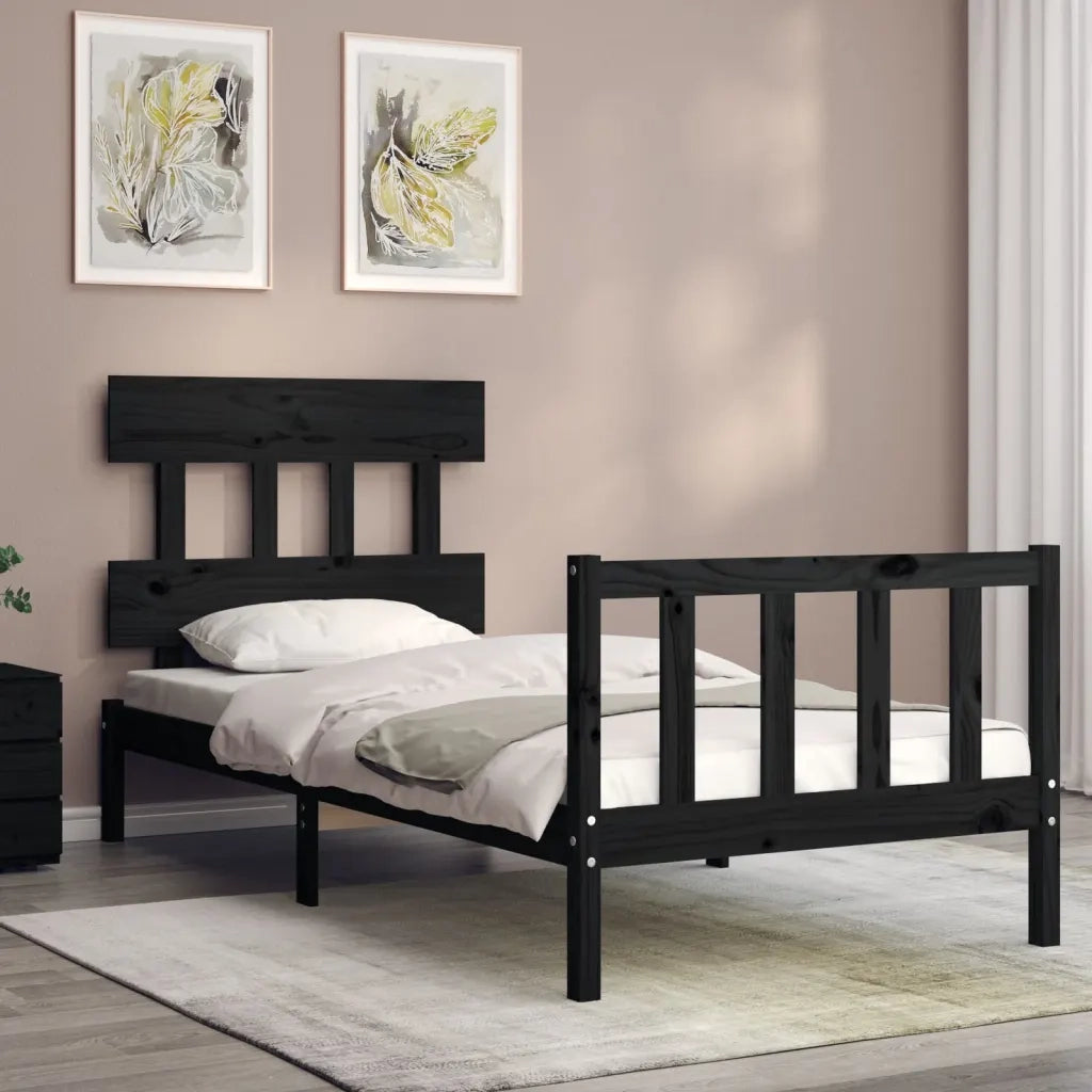 Giroletto con Testiera Nero Small Single in Legno Massello 3193300