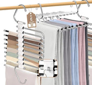 Set di appesi per pantaloni premium a 3 livelli - Risparmio di spazio - Appesi per abiti in metallo per pantaloni - Organizzatore per jeans e asciugamani - Sostegno per pantaloni per armadio - 9 livelli di appendiabiti