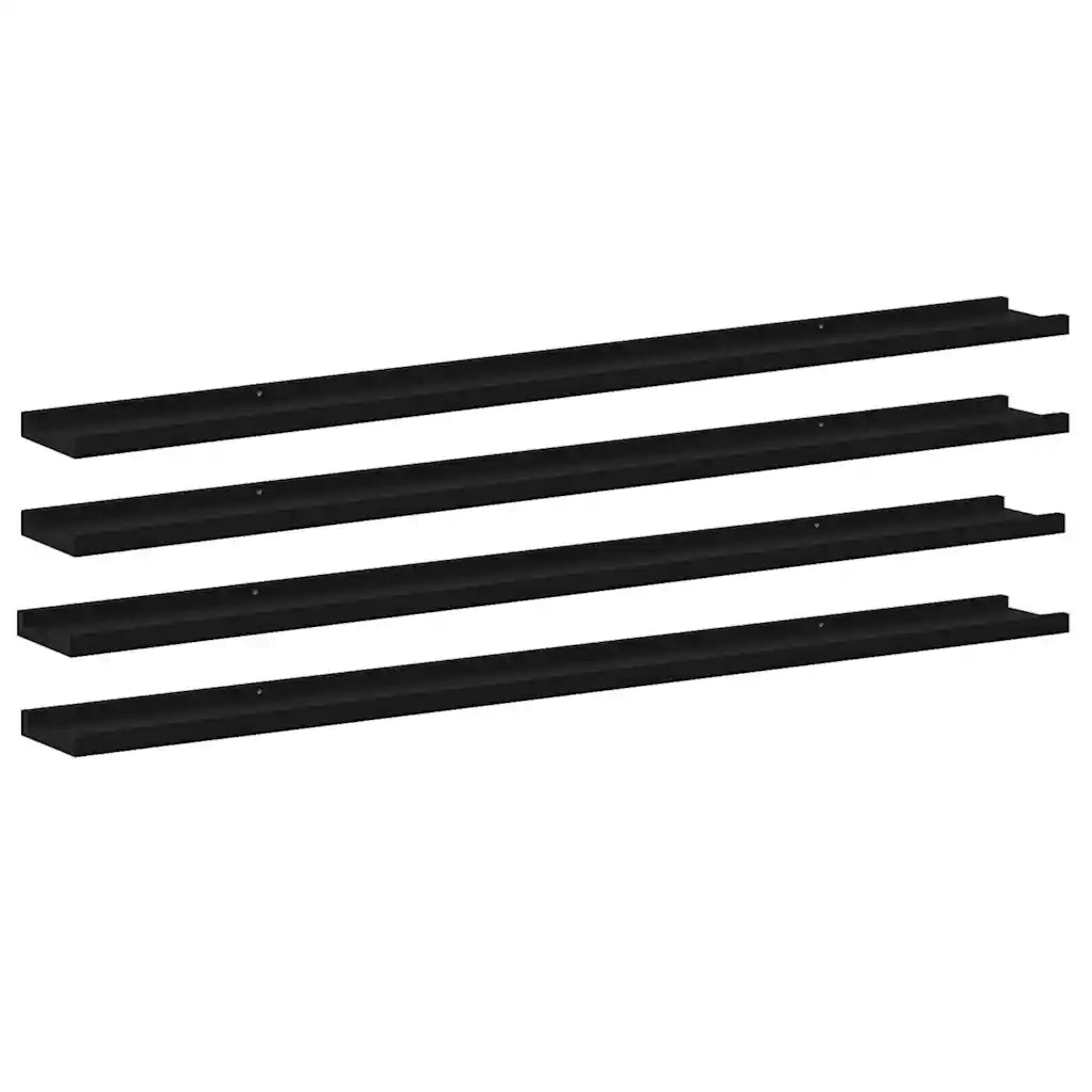 Mensole da Parete 4 pz Nere 115x9x3 cm 326671
