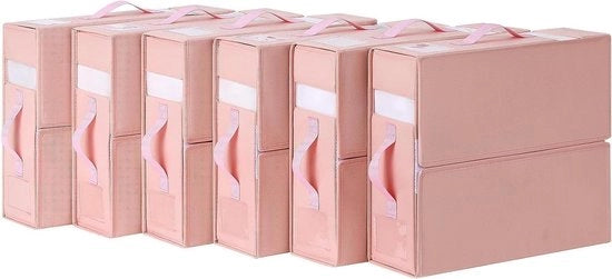 Organizzatore per abiti e lenzuola sotto il letto - Organizzatore pieghevole con finestra trasparente - 6 pacchi rosa