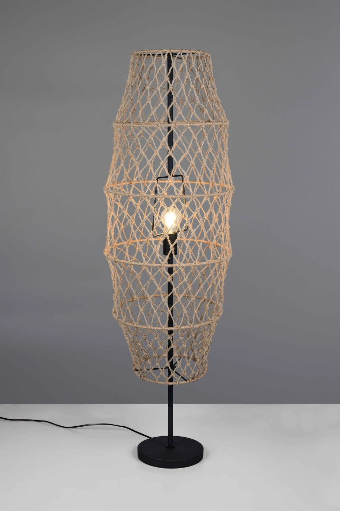 Piantana, canapa e metallo, naturale e nero, H 120 cm, Hive