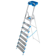 Colombo S112A08P Atlantica Scala a Gradini 8 Gradini Alluminio Extra Large 12 cm Piattaforma Antiscivolo Vaschetta Portautensili 150 Kg EN131 TÜV-GS Made in Italy