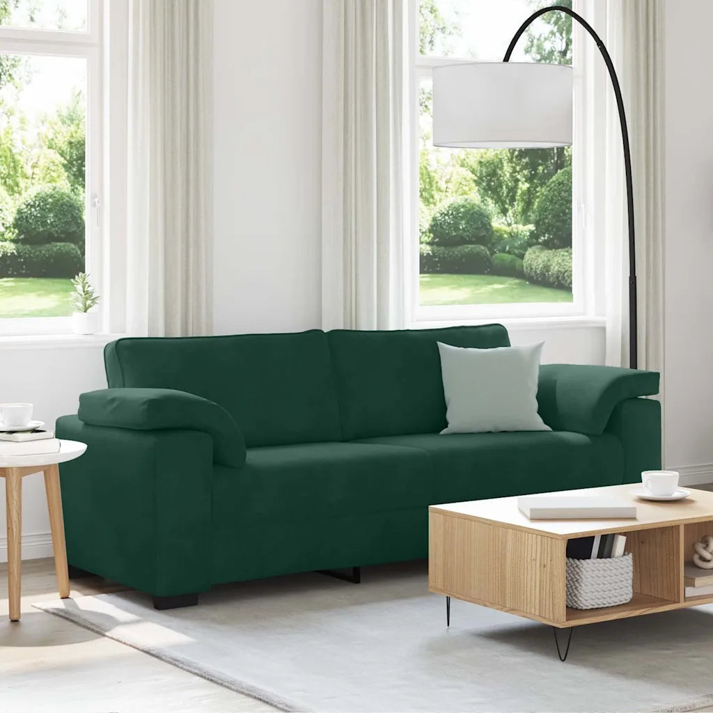 Divano a 3 Posti Verde Scuro 178 cm in Velluto