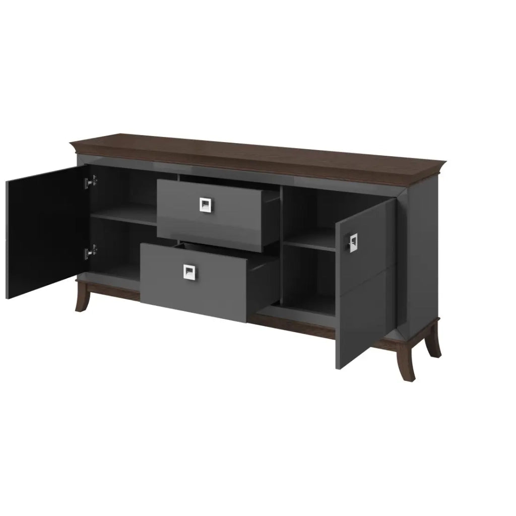 Buffet elegante 180cm per soggiorno in color grigio e rovere scuro collezione PALACE.