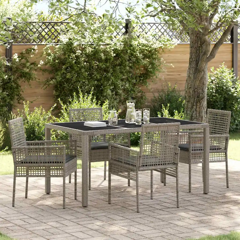 Set da Pranzo per Giardino 5 pz | Set Salotto da Giardino Grigio polyrattan