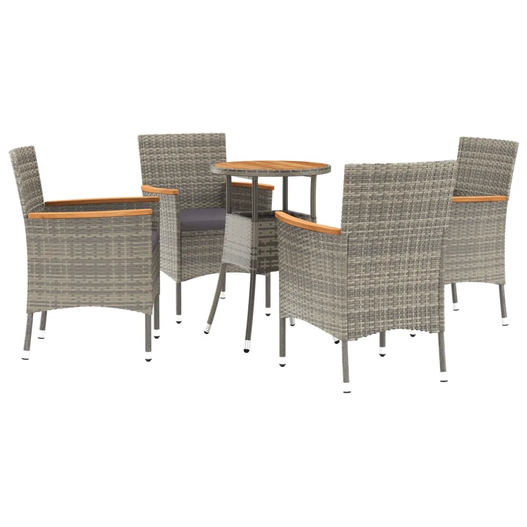 Set Bistrò da Giardino 5 pz con Cuscini in Polyrattan Grigio 3187431