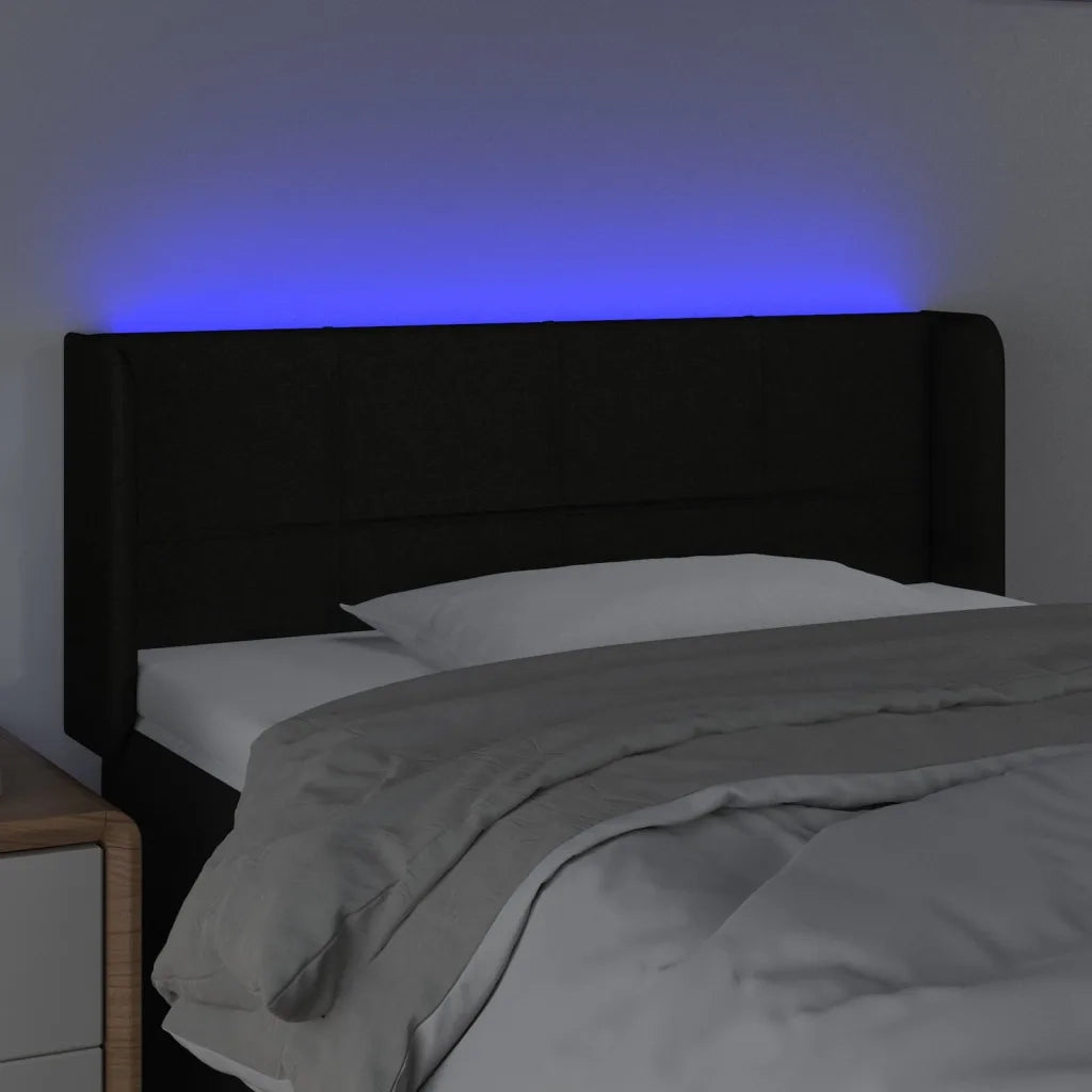 Testiera a LED Nera 93x16x78/88 cm in Tessuto 3123220