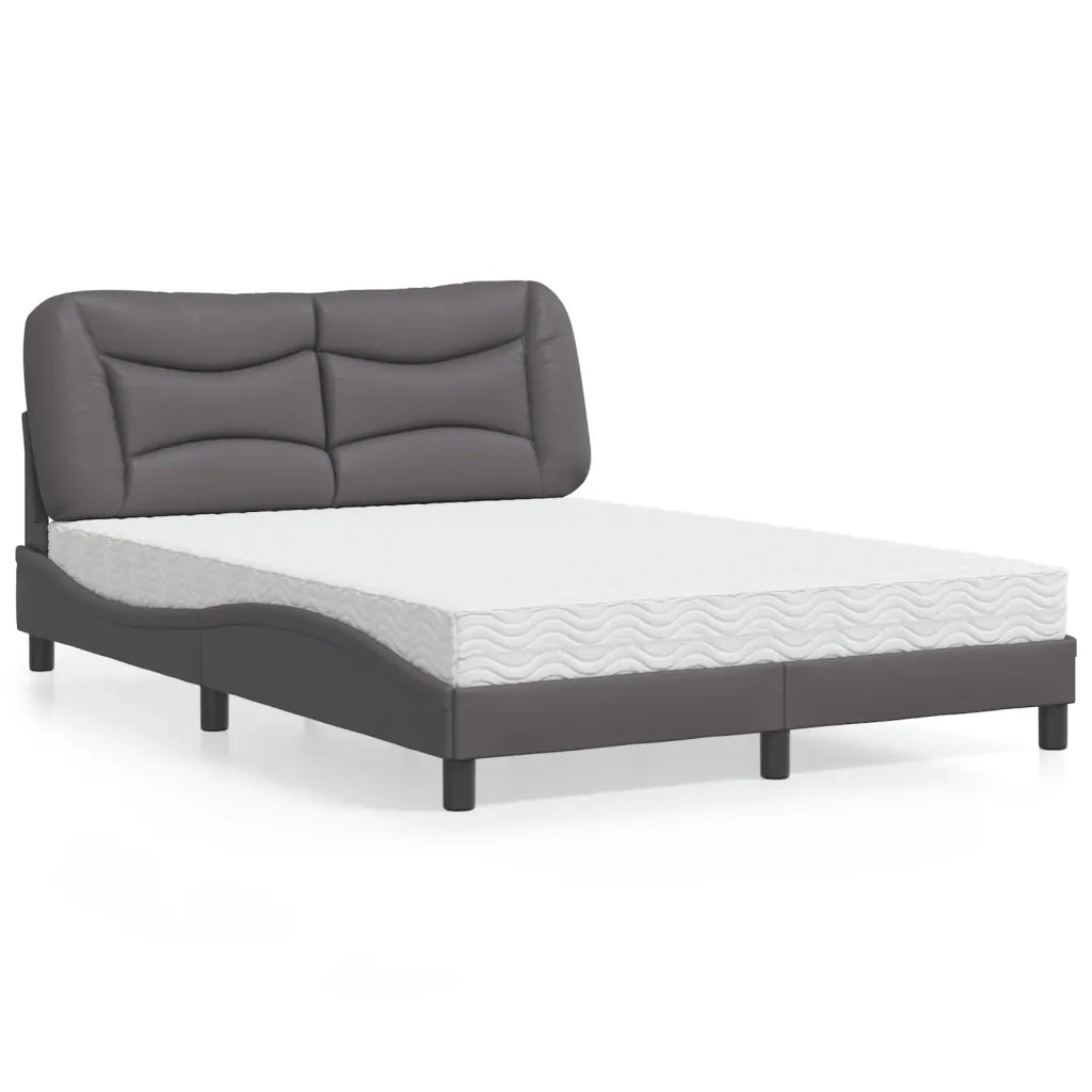 Letto con Materasso Hvar Grigio 140x190 cm in Similpelle 3208720