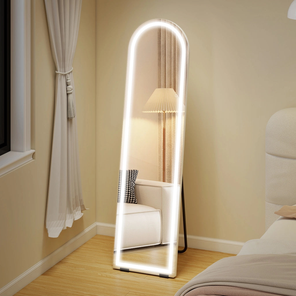 Specchio Corpo Intero LED ad Arco ¨C zephmum ¨C Bianco 150x40cm Dimmabile 3 Luci