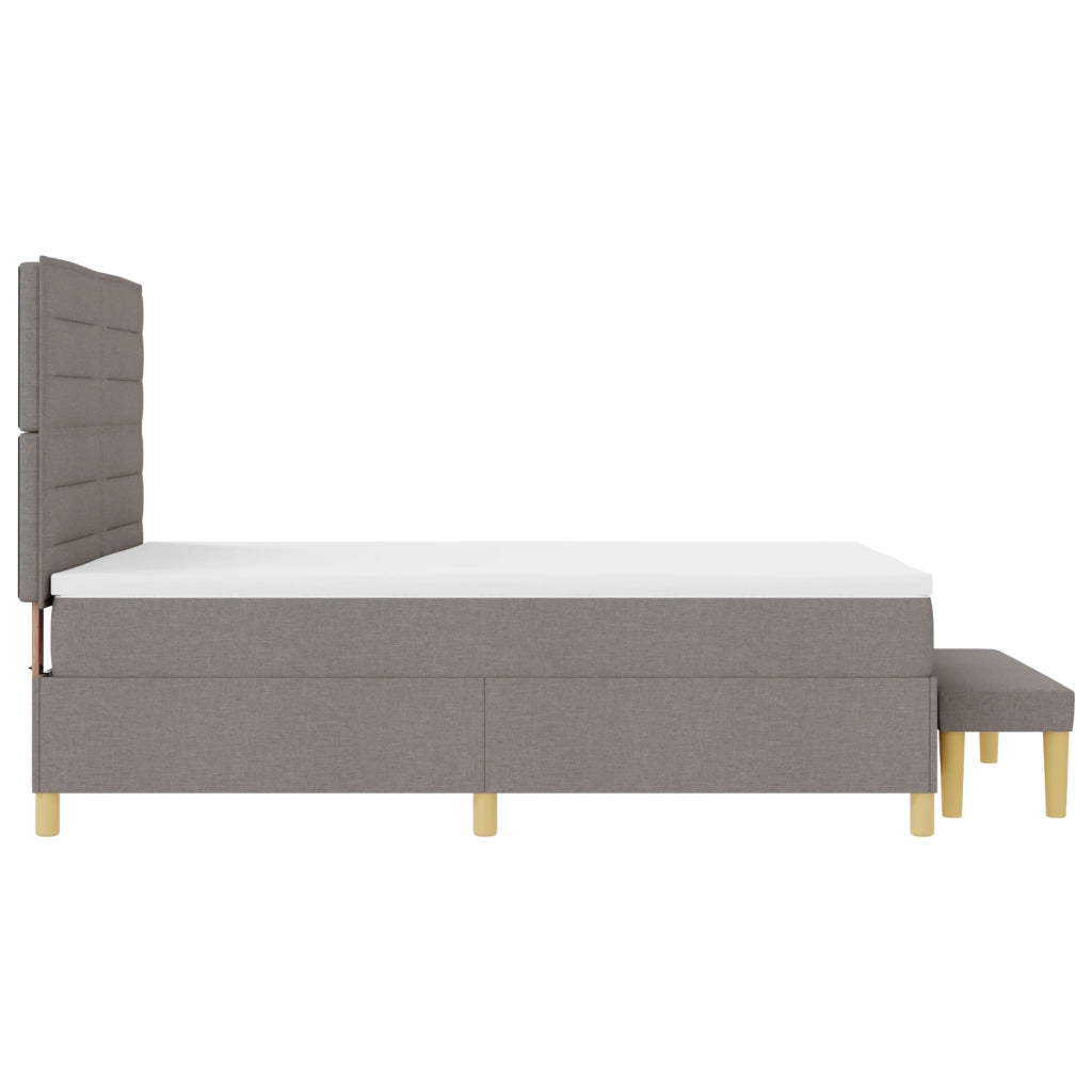Letto con Box Spring e Materasso & Panchina Tortora 140x200 cm Tessuto