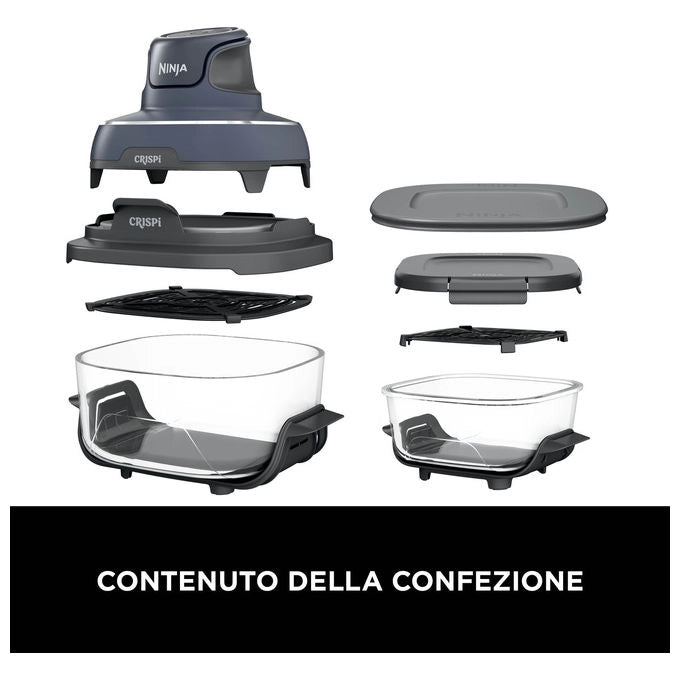 Ninja FN101EUGY CRISPi Friggitrice ad aria 3,8 L 1700 W 4 Programmi Contenitori in Vetro colore Grigio