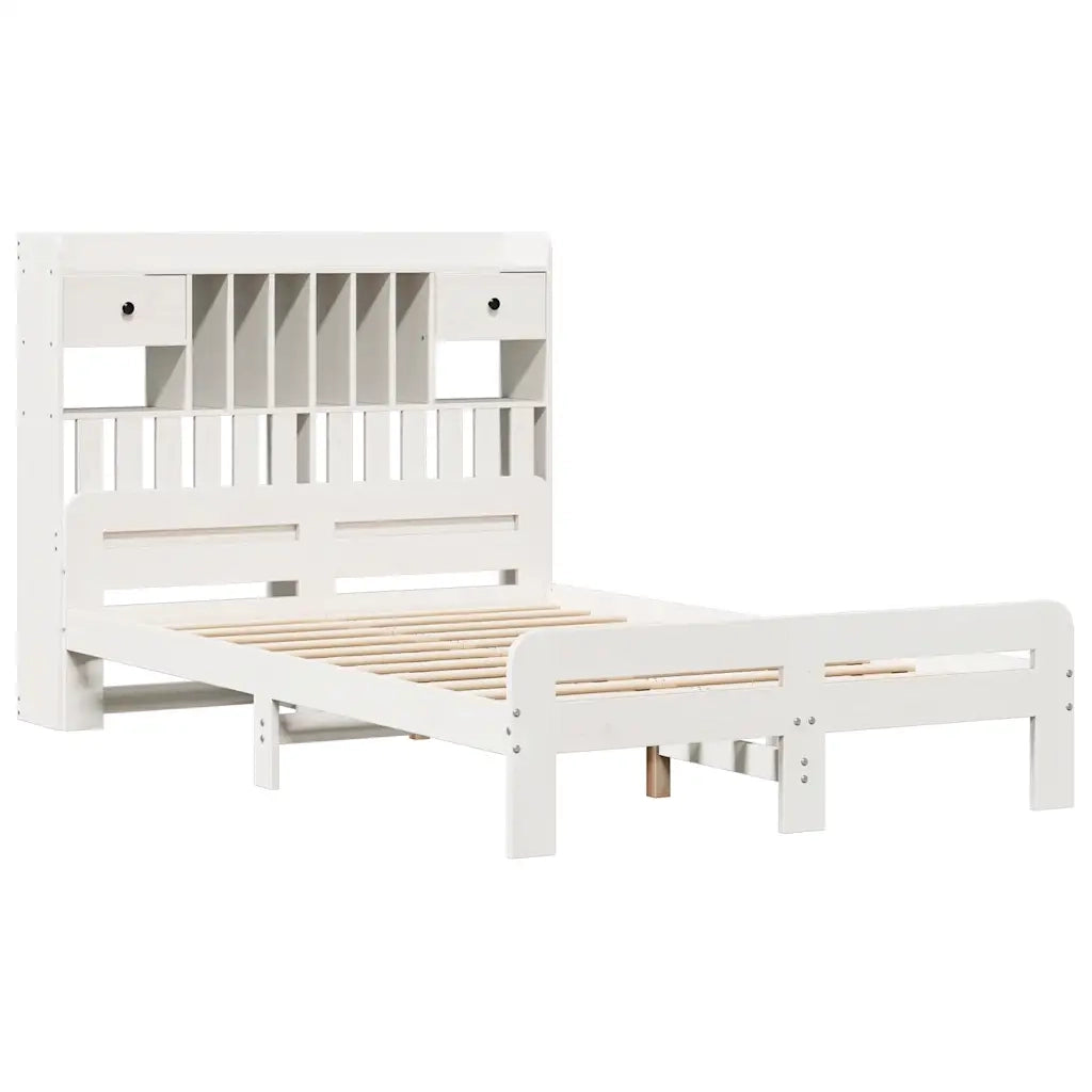Letto Libreria senza Materasso Bianco 135x190 cm Legno di Pino 3308898