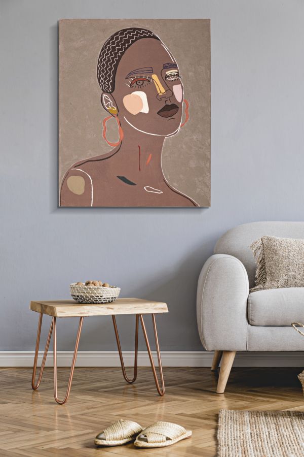 Dipinto su Tela Tribal 1 80x2,8x100 cm in Legno e Tessuto