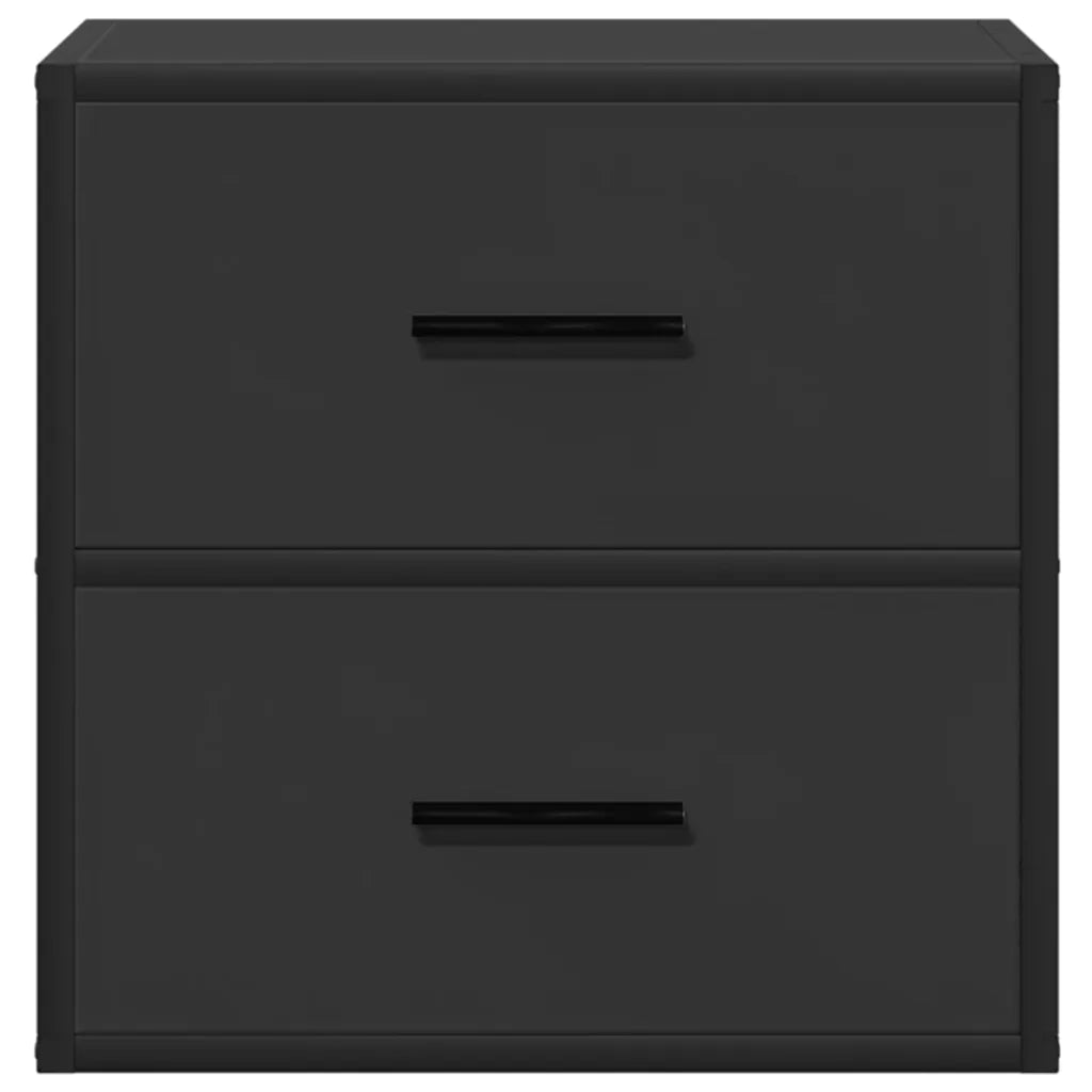 Set di 2 Comodini | Armadio da Notte | Mobiletto da notte a Muro Nero 40x31x39,5 cm