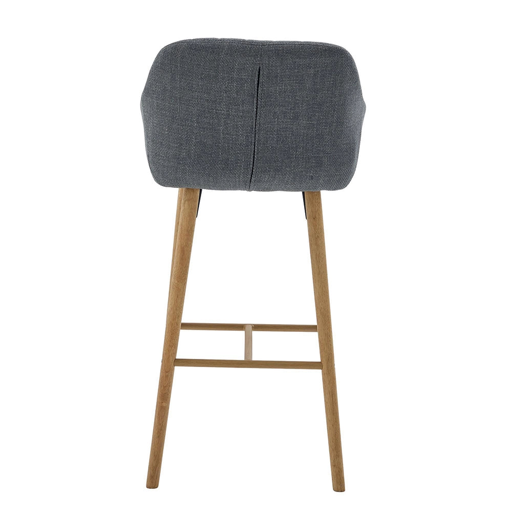 Tabouret da bar moderno stile europeo - Xylo - Schienale alto e braccioli seduta in lino gambe in legno