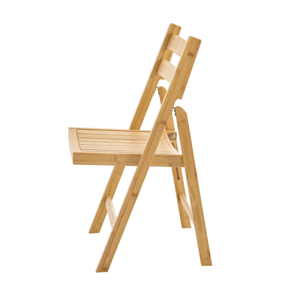 Set di 2 sedie pieghevoli da esterno per giardino campeggio e terrazza bambù 78 x 45 x 40 cm naturale 03_0009636