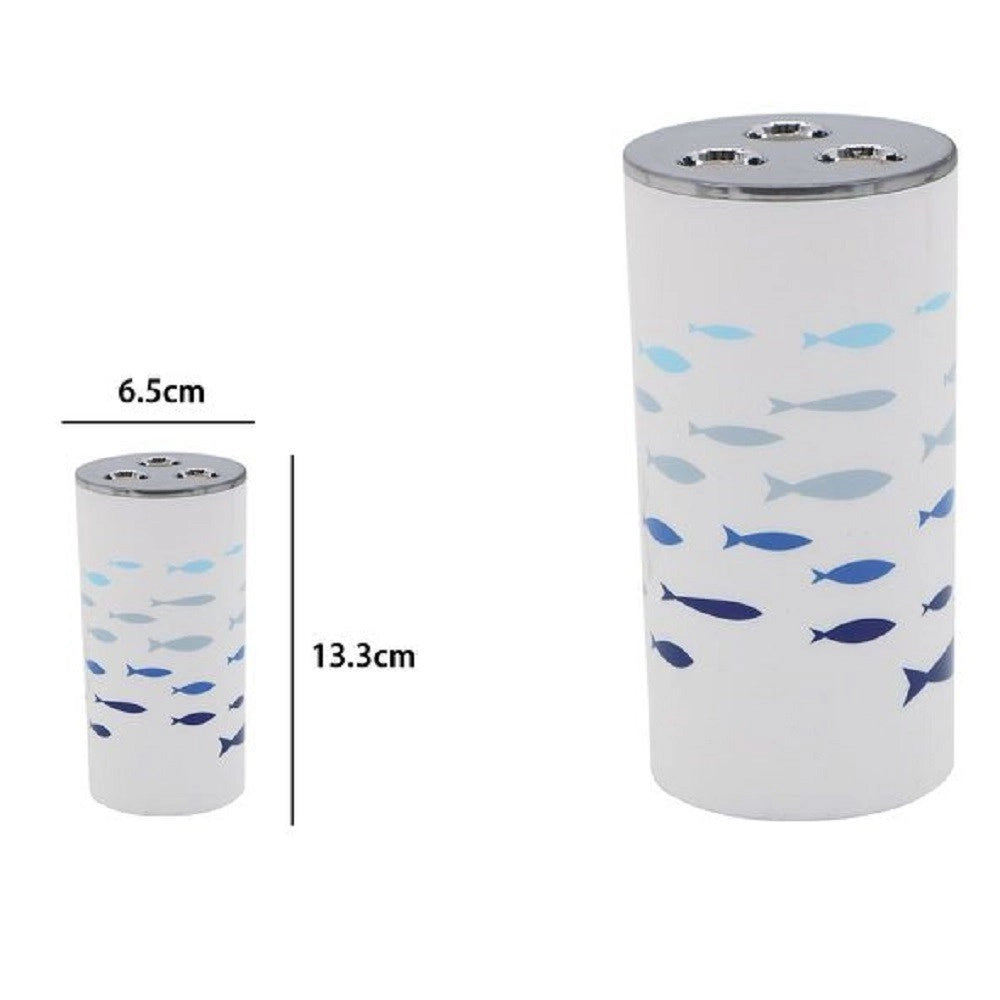 Trade Shop - Bicchiere Porta Spazzolino 3 Fori In Plastica Accessorio Bagno Pesciolini 69882 -