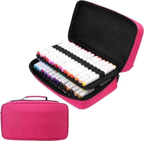 Organizzatore per 60 Pennarelli con Maniglia, Capacità Elevata, Ideale per Disegno e Progetti Creativi
