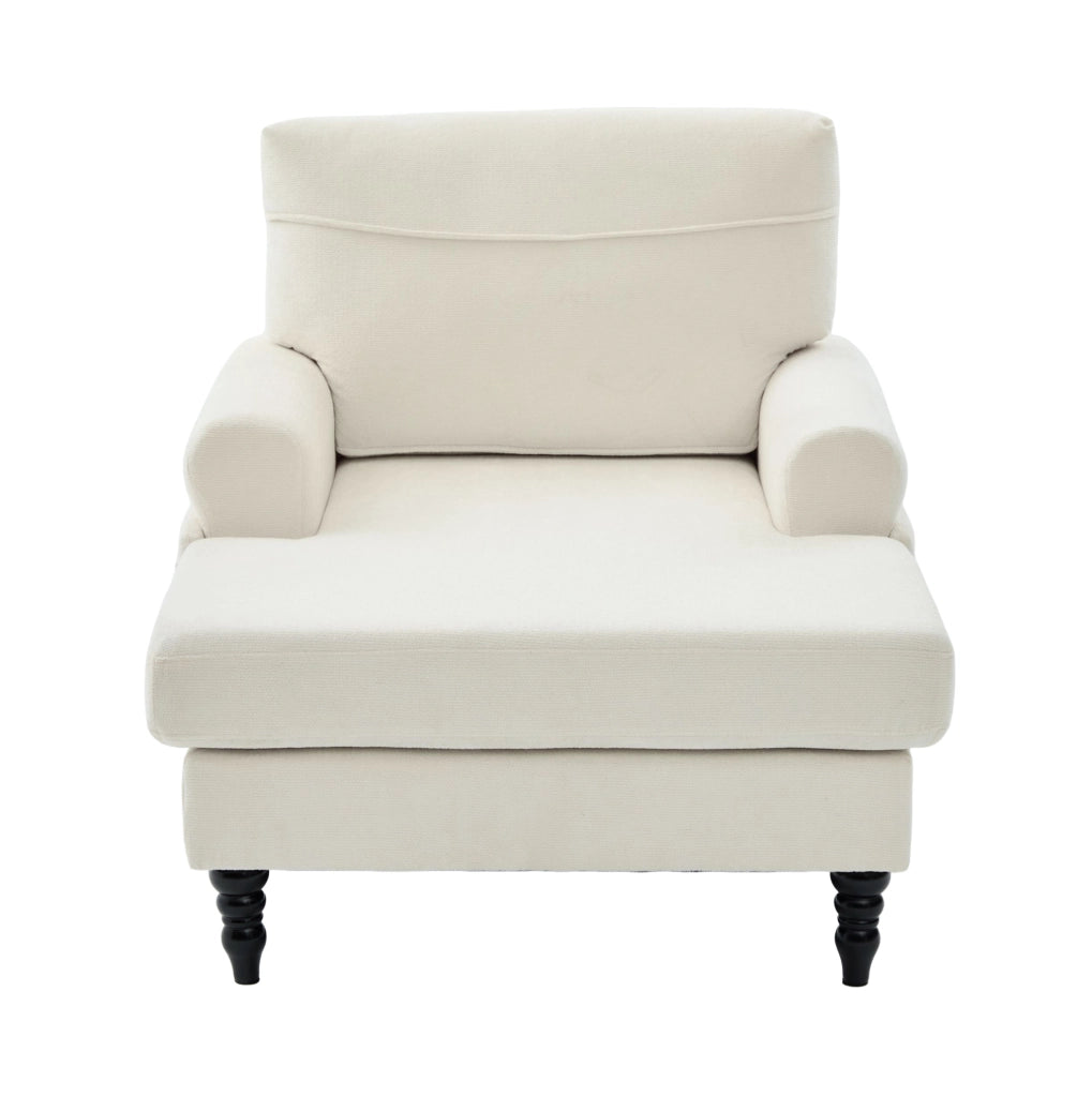 Poltrona 125.5x97x86 cm con seduta ampia e tasche laterali in chenille beige